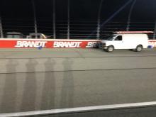 Repainting of banner at Chicagoland Speedway.  Work performed each night, after every race to repaint and touchup Brandt banner.